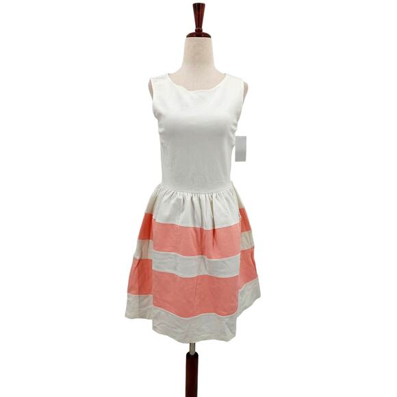 BAR III sz l white pink colorblock fit and flare mini dress NWT B122 - Picture 1 of 8